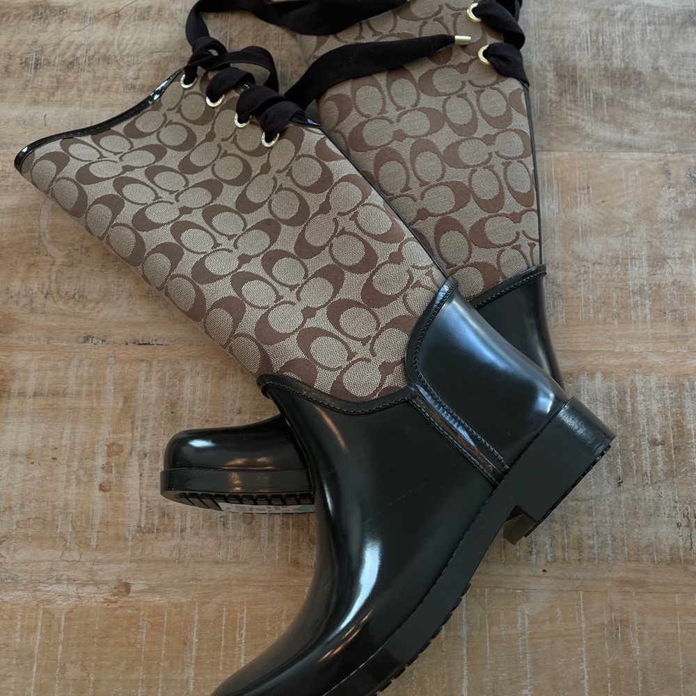 Coach Faux Fur lined Rainboots